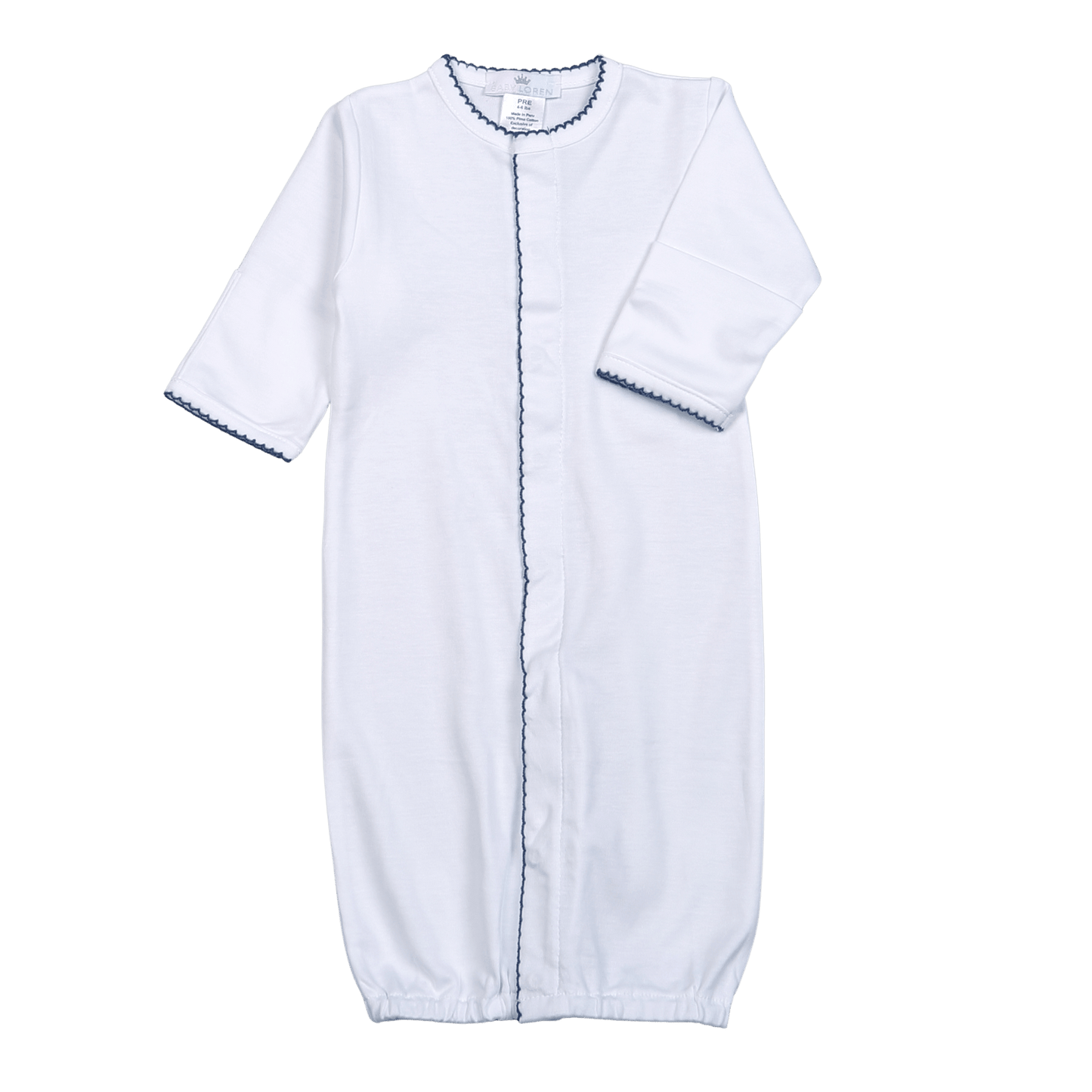 Baby Loren White Pima Converter Navy Blue Trim