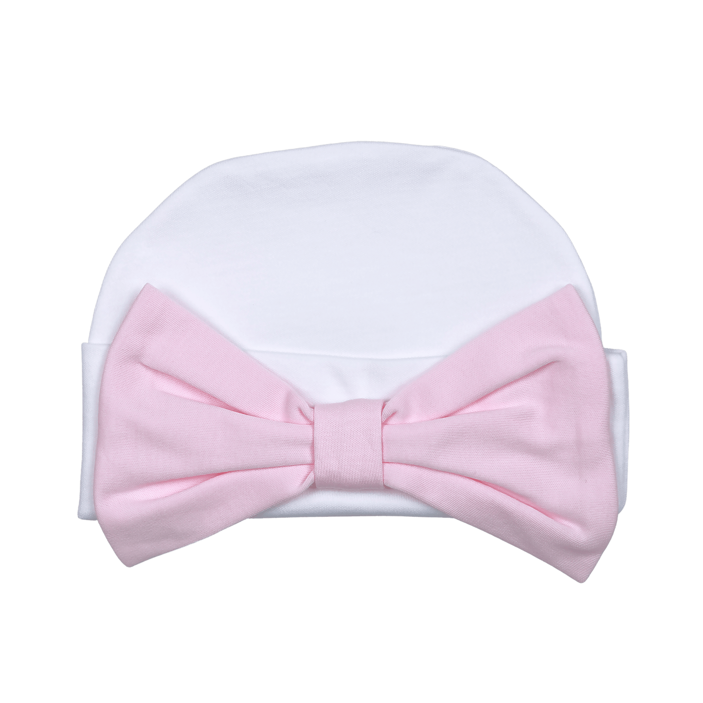 Baby Loren Pink Bow White Pima Beanie