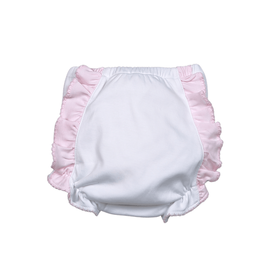 Baby Loren Diaper Cover White/Pink Ruffle
