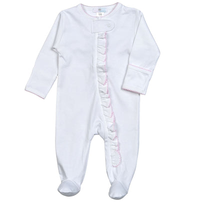 Baby Loren White Pima Zipper Pink Picot