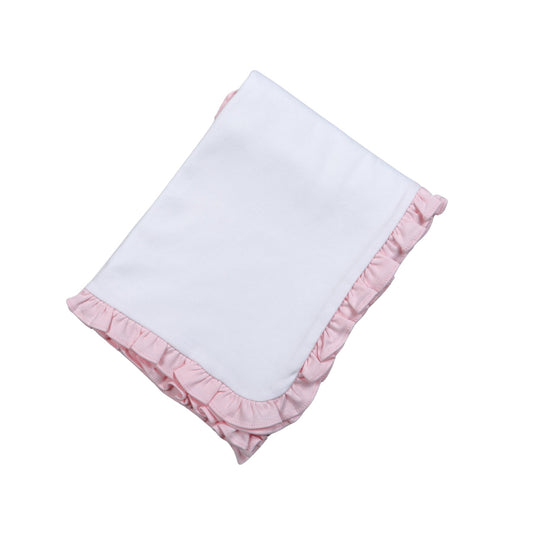 Baby Loren Lily White and Pink Receiving Blanket 28"x 29"