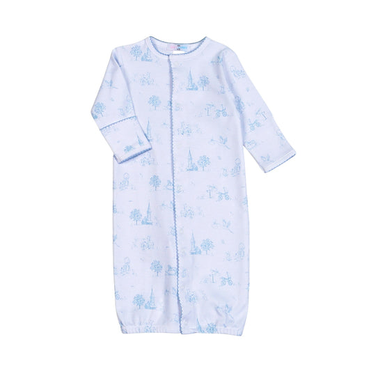 Baby Loren Blue Baby Toile Pima Converter Gown