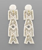 Mama Letter Beaded Earrings White