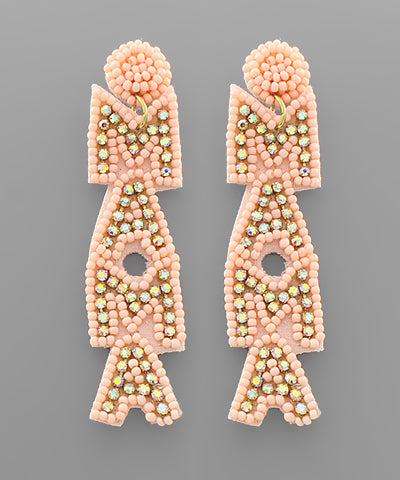 Mama Beaded Earrings Blush Pink/Peach