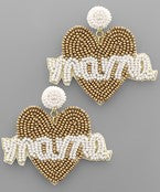 MAMA Beaded Heart Earrings
