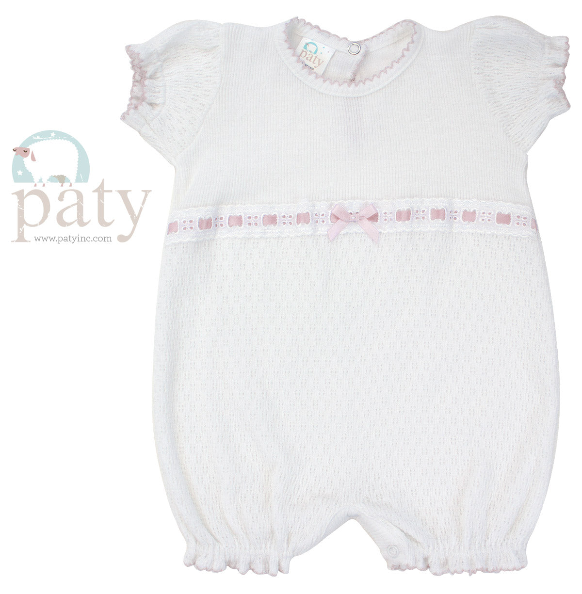 Paty Knit Baby Girl Bubble with Eyelet Trim
