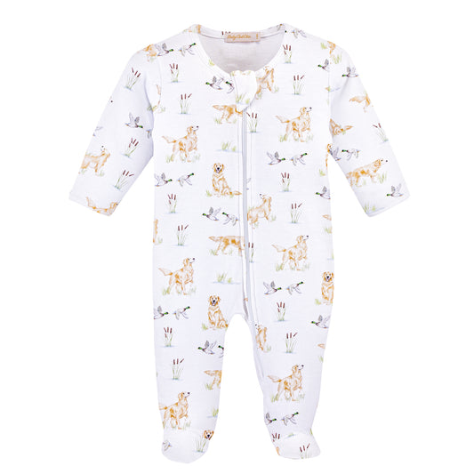 Baby Club Chic Goldens and Mallards Pima Zipped Footie
