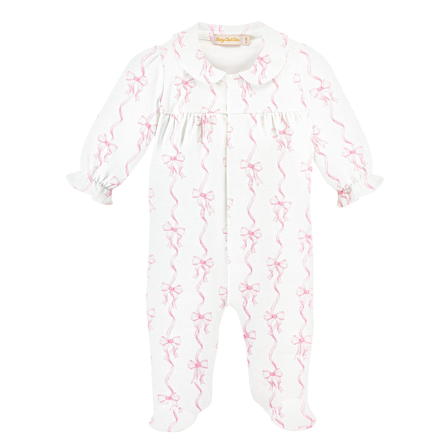 Baby Club Chic Coquette Bows Printed Footie w/Printed Round Collar