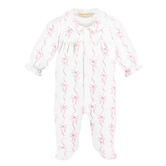 Baby Club Chic Coquette Bows Printed Footie w/Printed Round Collar