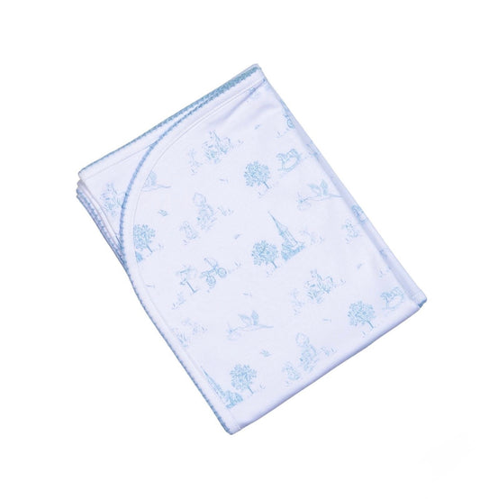Baby Loren Blue Toile Pima Receiving Blanket