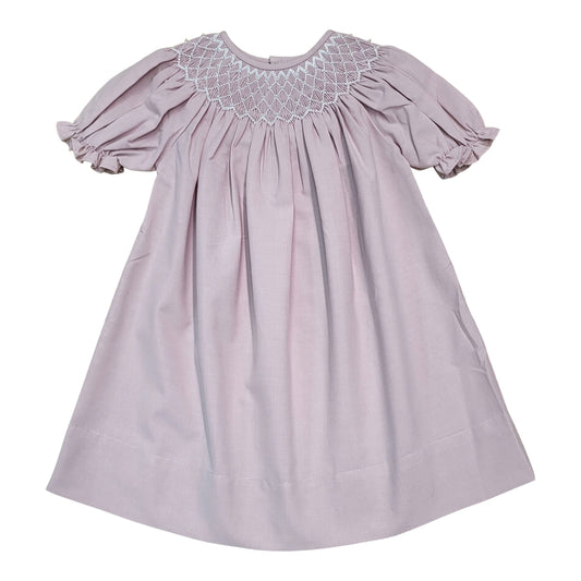 Sweet Dreams Dusty Pink Smocked Dress with White Pearls