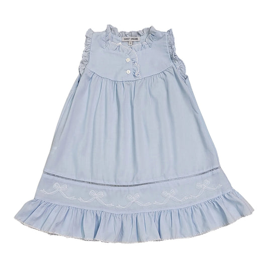 Sweet Dreams Shadow Stitch Embroidered Bow Blue Gown
