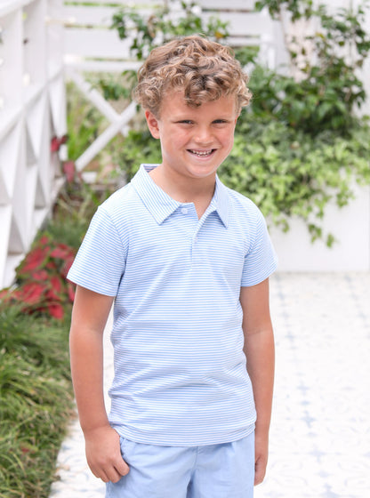 Trotter Street Kids Henry Polo - Cornflower Blue Stripe