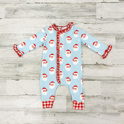 Sugar Bee Vintage Santa Ruffle Buttflap Onesie PJs