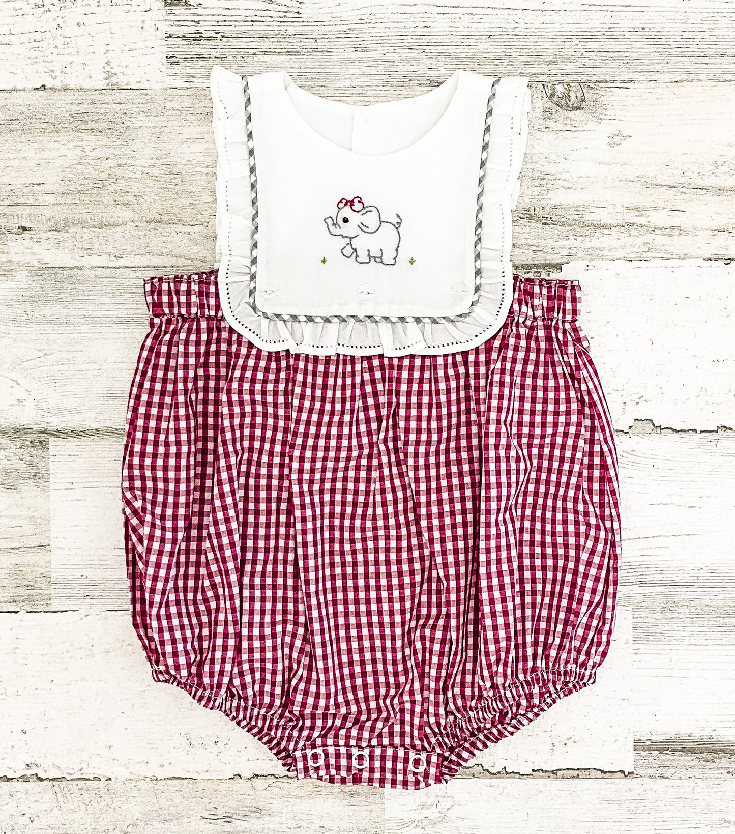SSRN Embroidery Girl Bubble Crimson/Gray Gingham