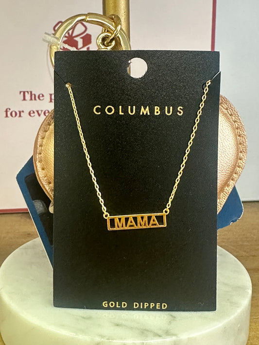 Mama Brass Bar Necklace Gold Dipped