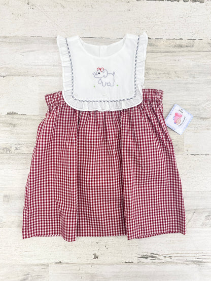 SSRN Embroidery Dress Crimson/Gray Gingham