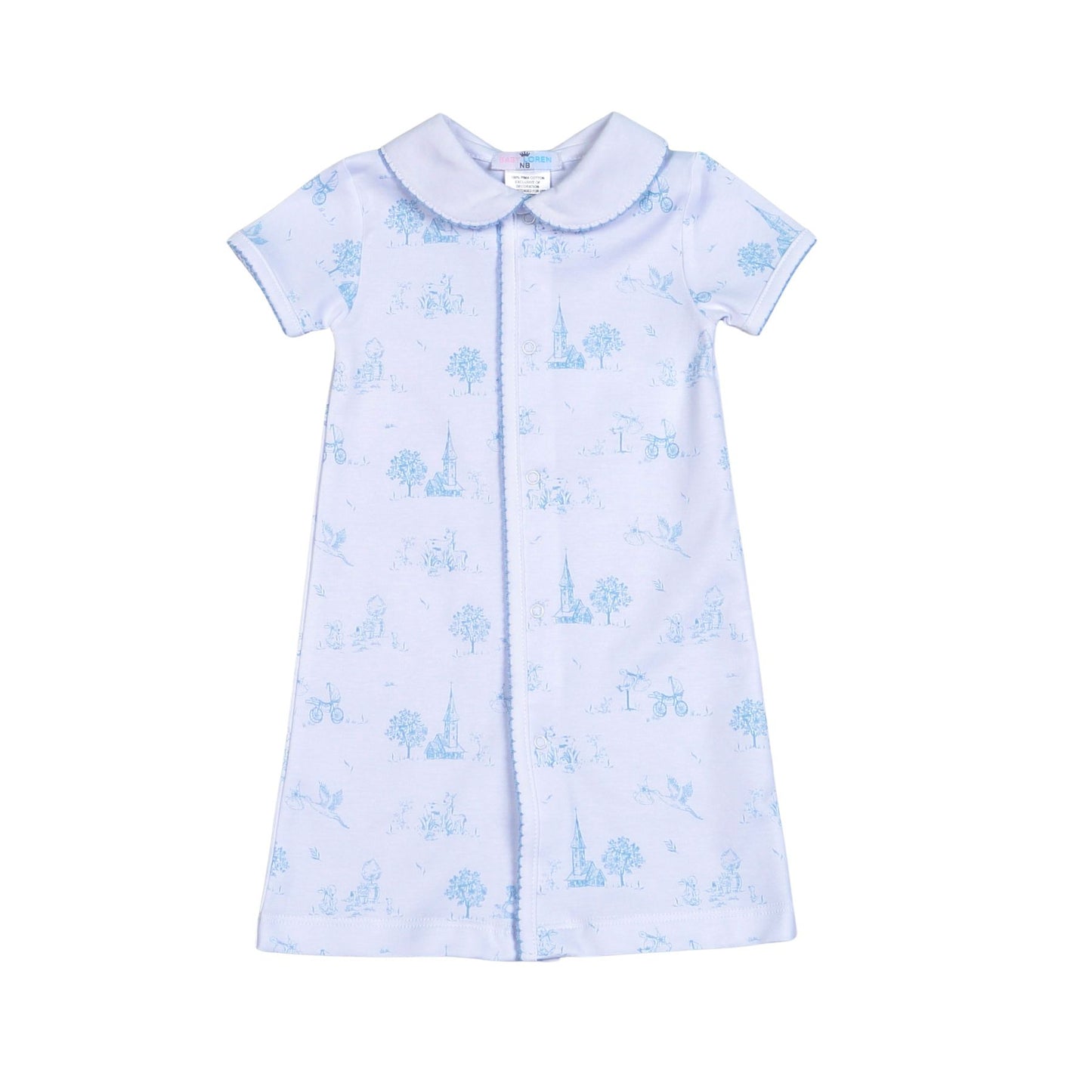 Baby Loren Blue Baby Toile Pima Baby Day Gown