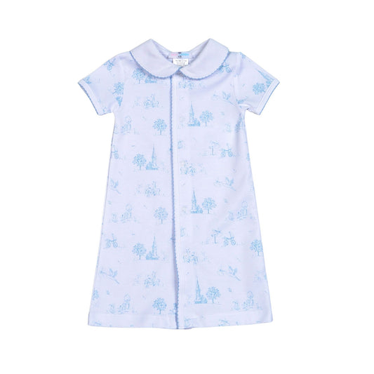 Baby Loren Blue Baby Toile Pima Baby Day Gown
