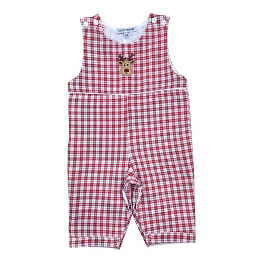 Sweet Dreams Rudolph Embroidered Red Plaid Longall