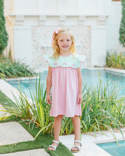 Smock Candy-French Knot Bow Scallop Dress