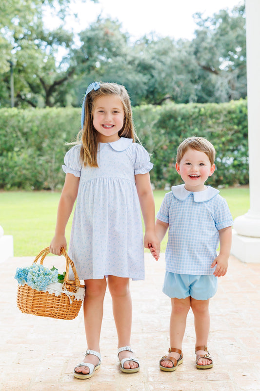 Smock Candy- Powder Blue Plaid Short Set