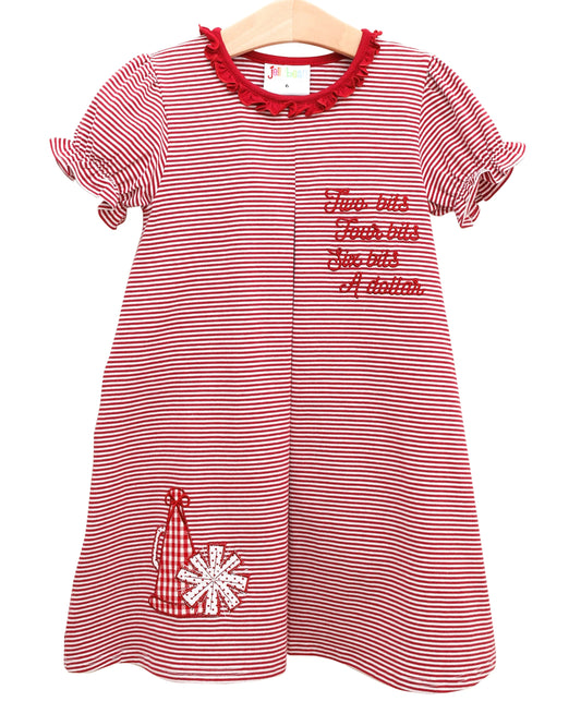 Smock Candy Stand Up and Holler Pleat Dress - Crimson Stripe