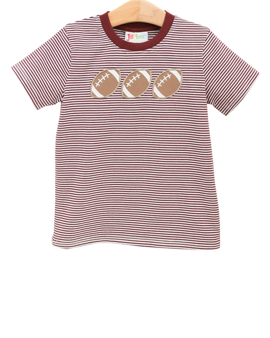 Smock Candy Football Trio Shirt - Maroon Stripe