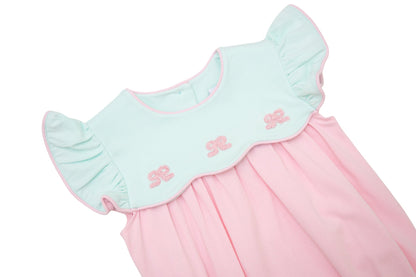 Smock Candy-French Knot Bow Scallop Dress