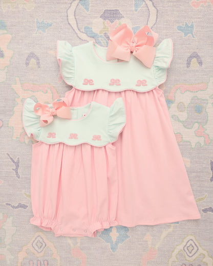Smock Candy-French Knot Bow Scallop Dress