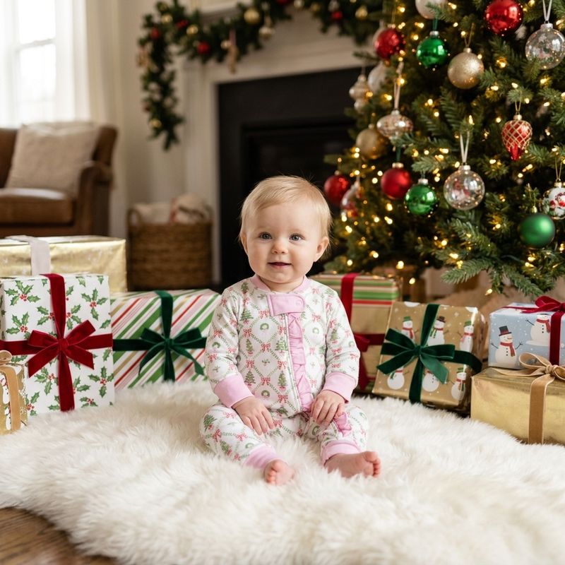 Baby Loren Christmas Trees Pima Zipper Footie