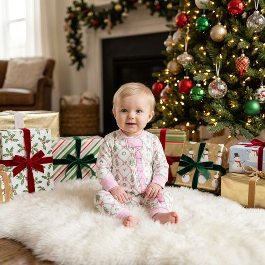 Baby Loren Christmas Trees Pima Zipper Footie