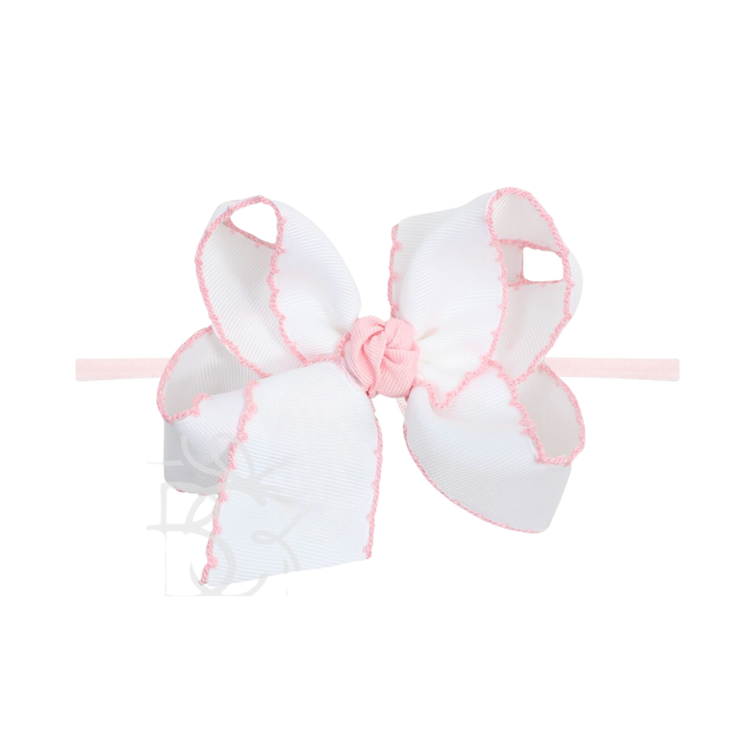 Beyond Creations - 4.5" PANTYHOSE HEADBAND W/ CROCHET EDGE HAIR BOW