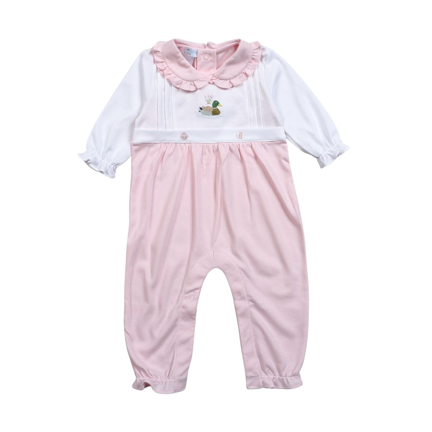 Baby Loren Pink Mallard Hand Embroidered