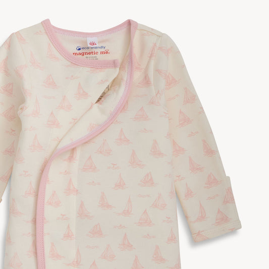 Magnetic Me Tiny Tides Pink Organic Cotton Magnetic Gown and Hat Set