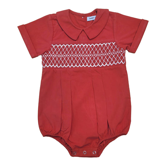 Sweet Dreams Joseph Red Smocked Boy Bubble