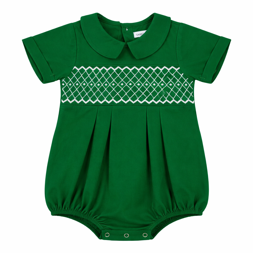 Joseph Hunter Green Smocked Bubble