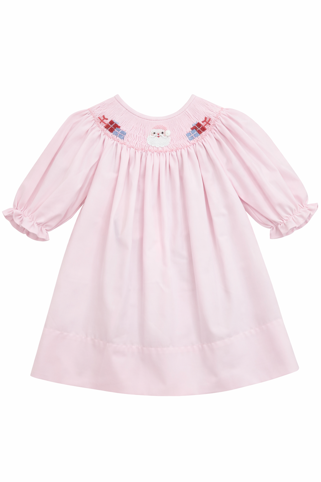 Santa & Presents Pink Smocked Dress