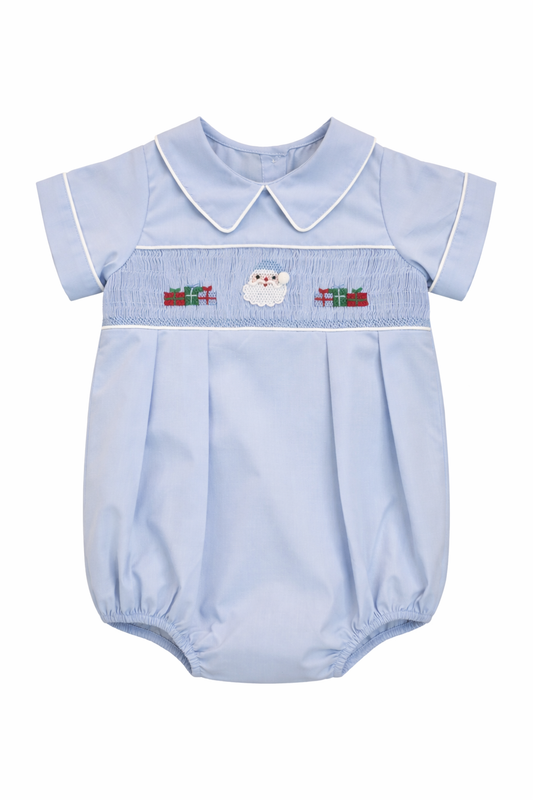 Santa & Presents Blue Smocked Bubble