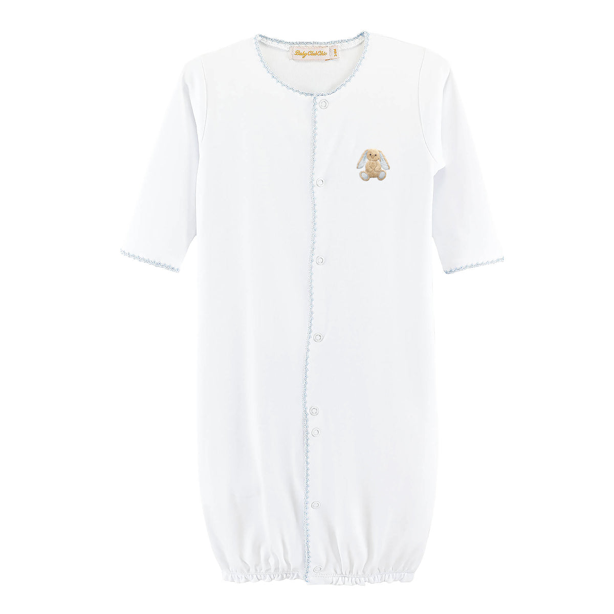 Baby Club Chic Bunny Conv Gown with Crochet Trim - Blue