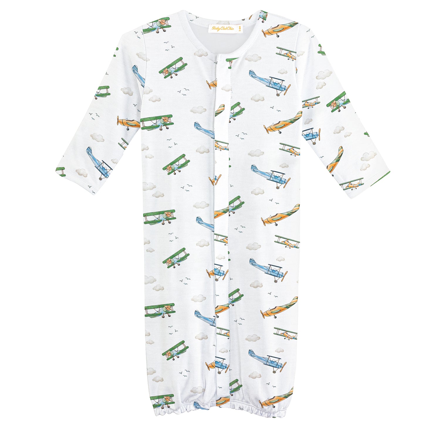 Baby Club Chic Airplanes Printed Convertible Gown