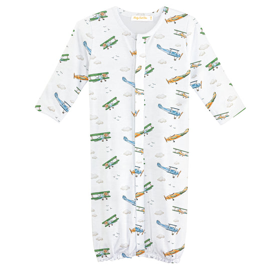 Baby Club Chic Airplanes Printed Convertible Gown