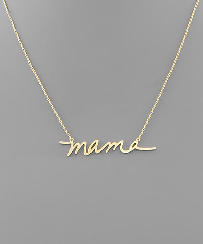 Mama Necklace Brushed Gold 16"