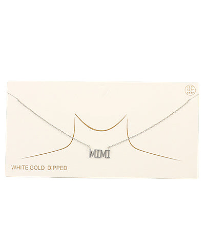 Mimi Letter Necklace White Gold Dipped