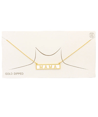 Mama White Bar Yellow Gold Necklace