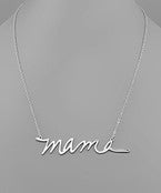 MAMA cursive necklace - White Gold