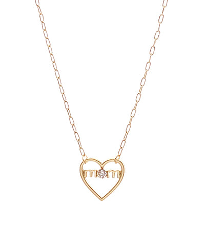 Mom Heart Pendant Necklace Yellow Gold