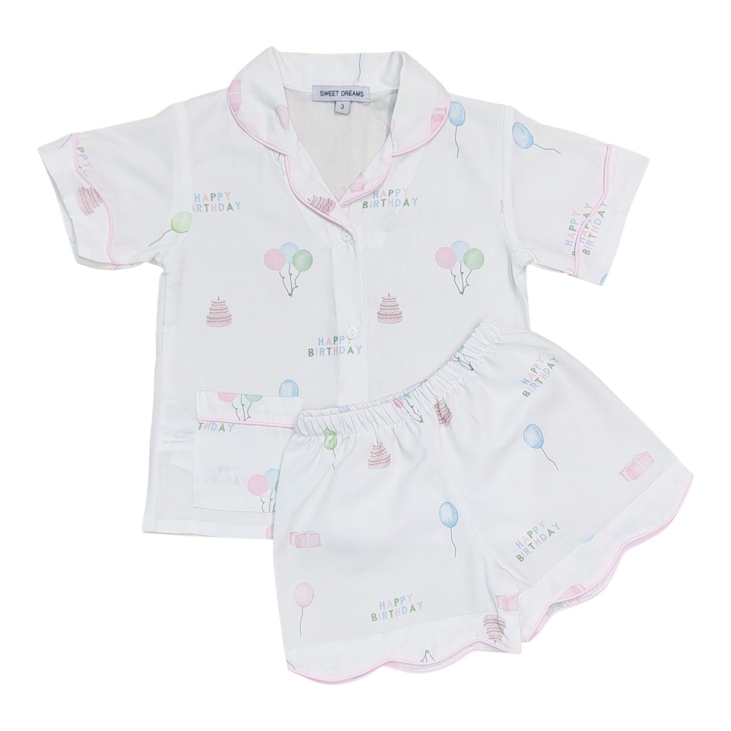 Happy Birthday Print Girl Pajamas