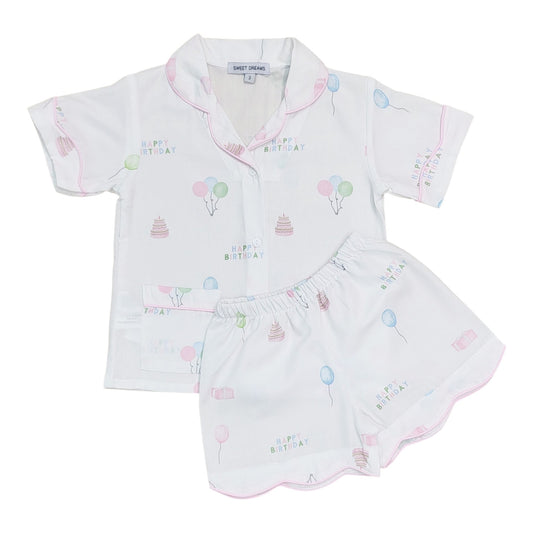 Happy Birthday Print Girl Pajamas