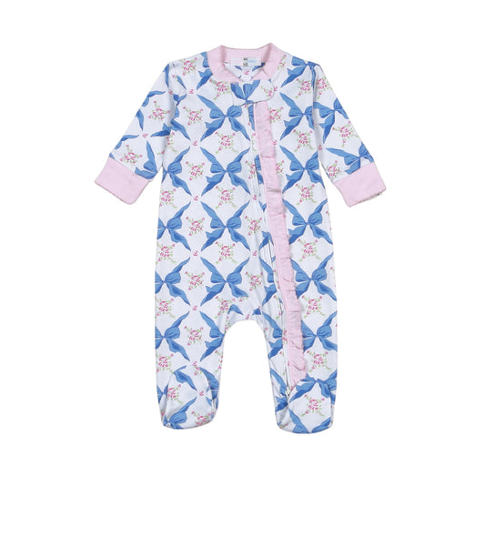 Baby Loren Pretty in Bows Pima Zipper Footie